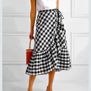 J.Crew Ruffled Gingham Cotton-poplin Wrap Skirt